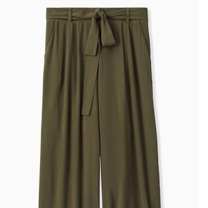 Torrid olive gauze self tie culotte pants